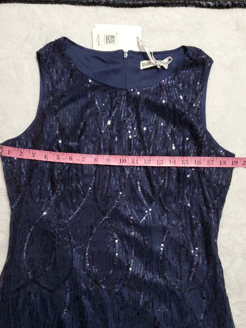 Grace Karin Navy Blue Sequin Sleeveless Midi Dress - Picture 8 of 9